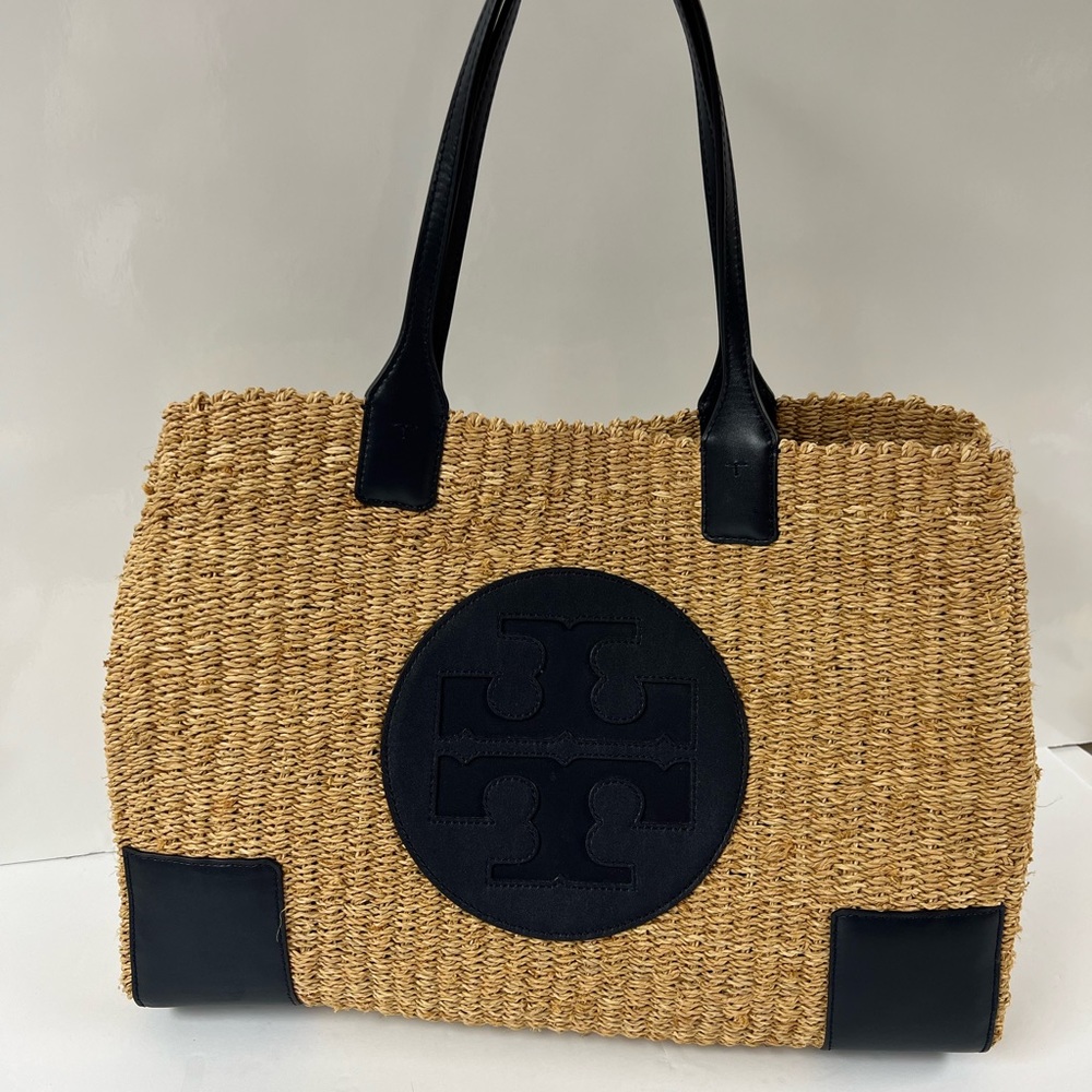 Tory Burch Navy and Straw Ella Tote (NWT)